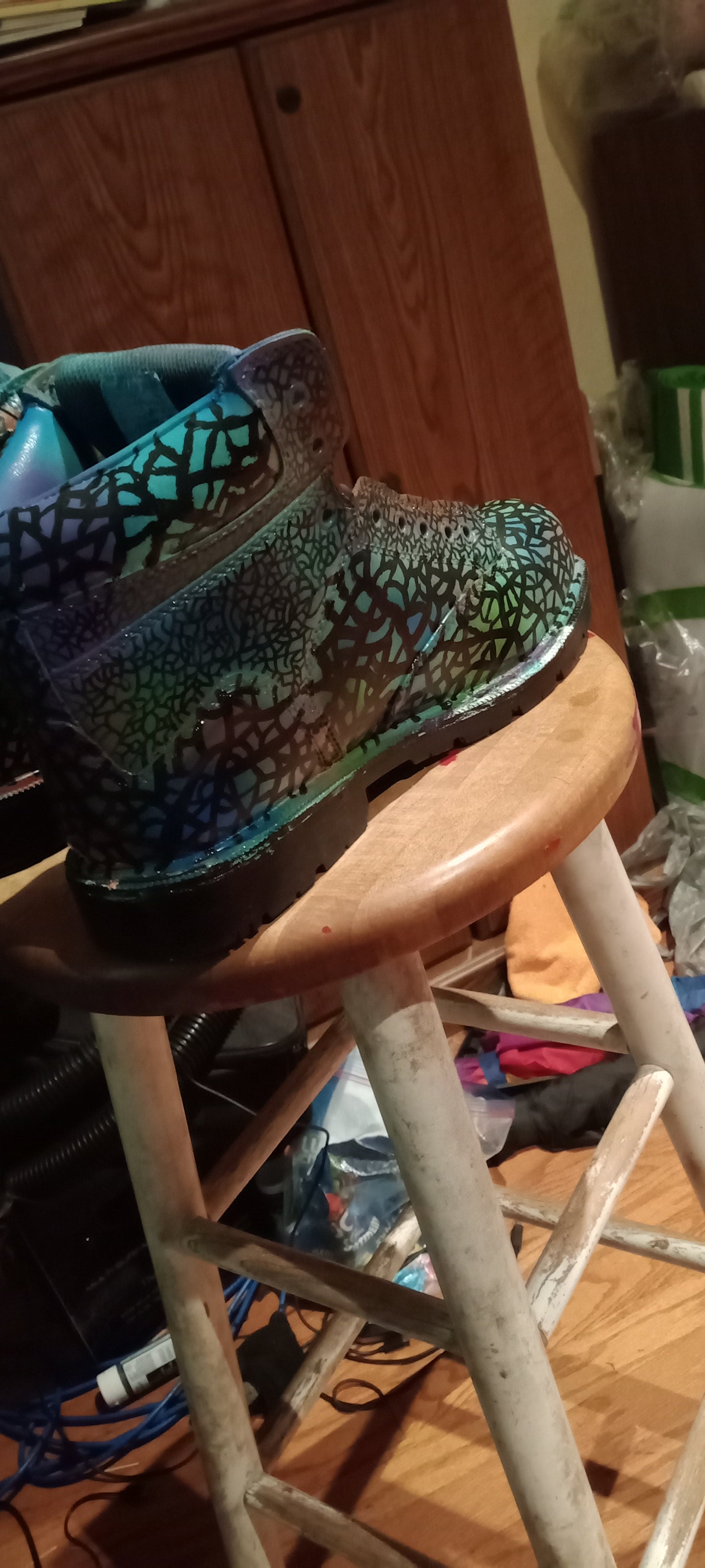 Custom hand painted boots