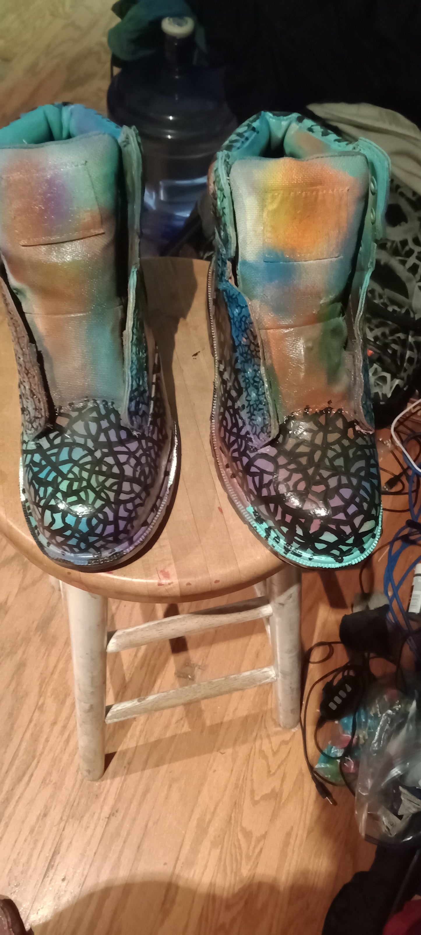 Custom hand painted boots