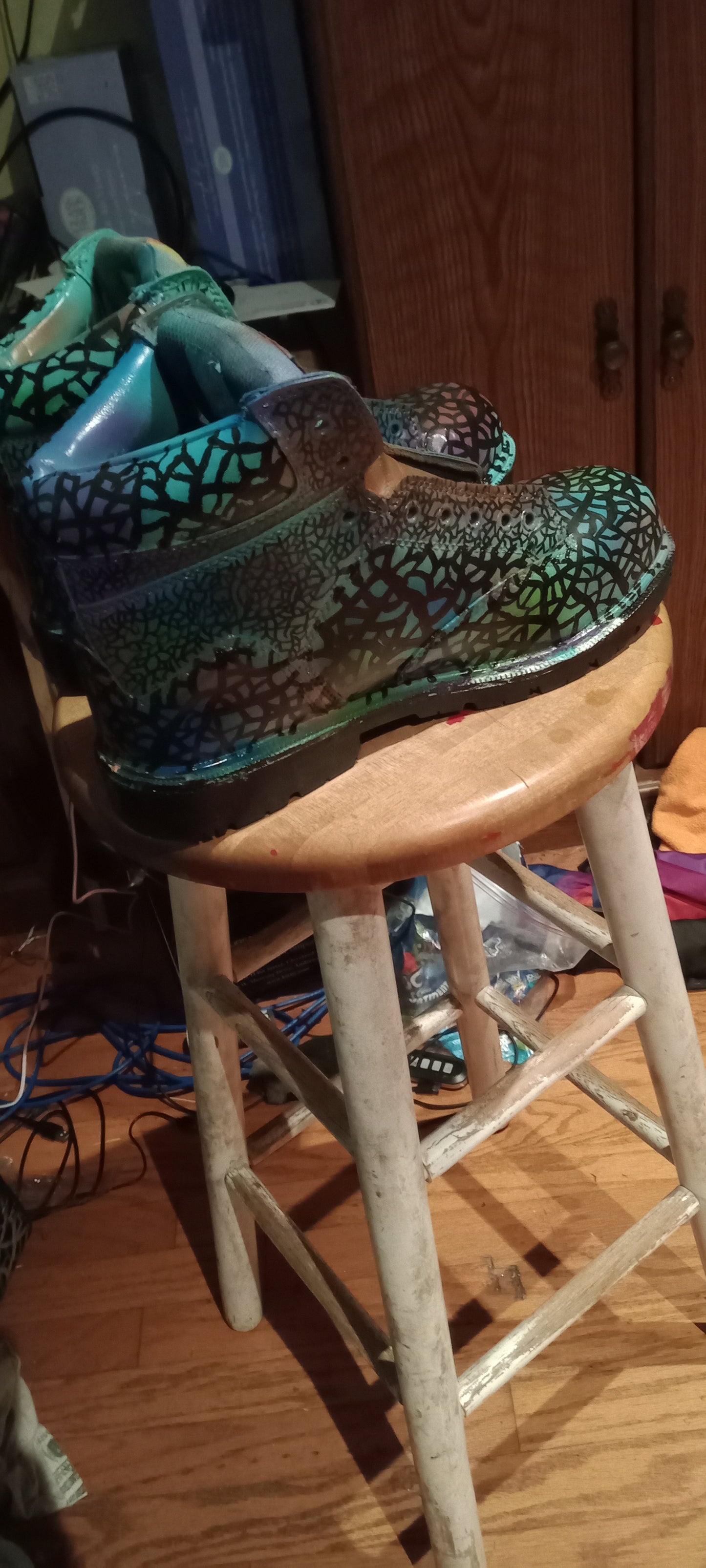 Custom hand painted boots